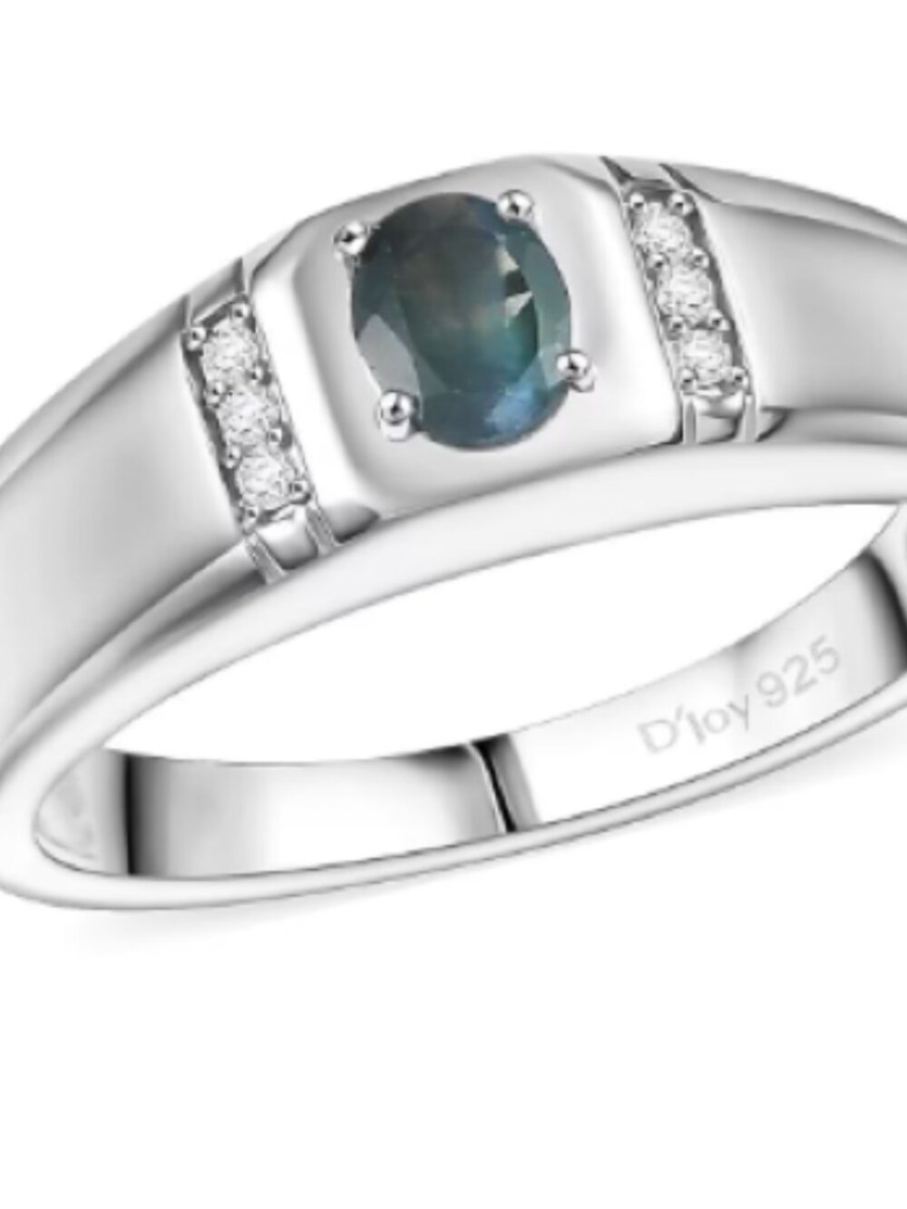 Men's Genuine Alexandrite & 925 Sterling Band Ring with Moissanite